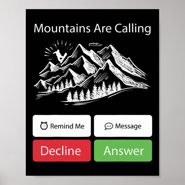 Snowboarding Snowboard Mobile Mobil Visning Mounta Poster (Framsidan)