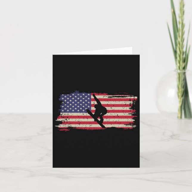 Snowboarding Snowboard Patriotic Vintage Amerika Kort (Framsida)