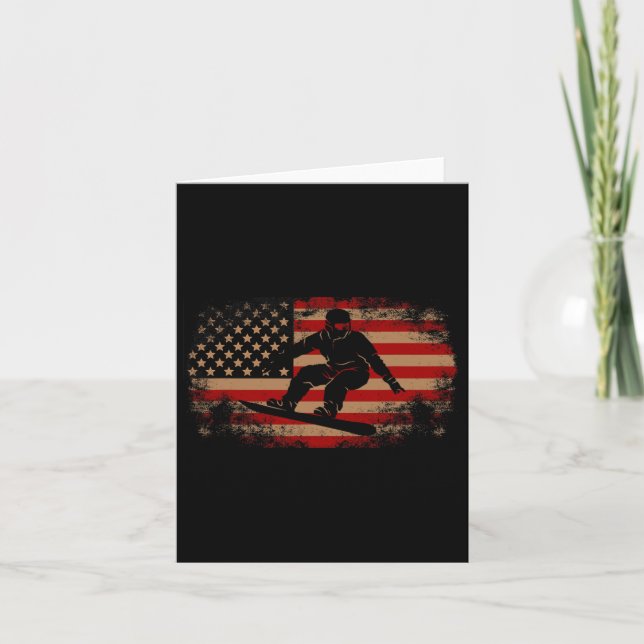 Snowboarding Snowboard Patriotic Vintage Amerika Kort (Framsida)