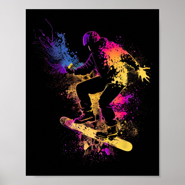 Snowboarding Snowboard Silhouette Gift Poster (Framsidan)