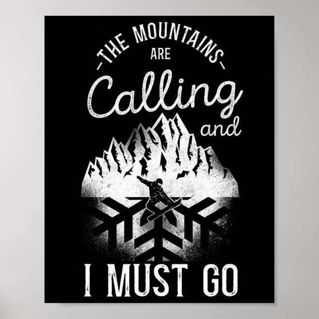 Snowboarding Snowboard Ski Skiing Mountain Snowfla Poster (Framsidan)