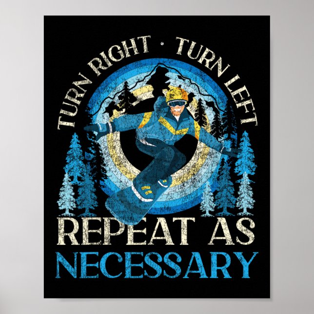 Snowboarding Snowboard Turn Höger Turn Lämnat Repe Poster (Framsidan)