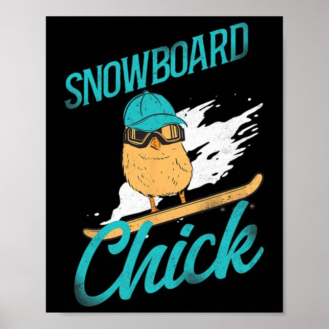 Snowboarding Snowboard Vintage Chicken Chick Poster (Framsidan)