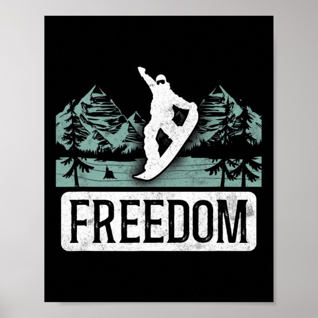Snowboarding Snowboard Vintage Freedom Poster (Framsidan)
