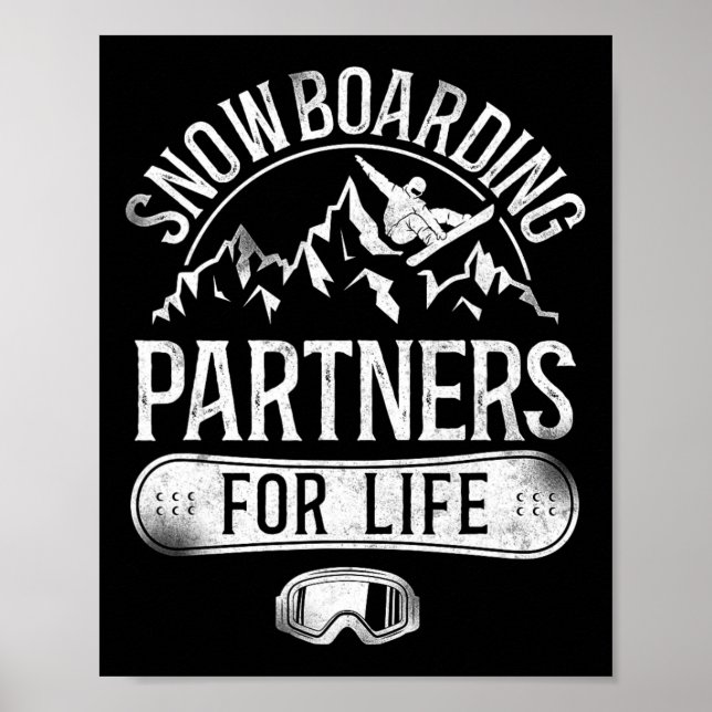 Snowboarding Snowboard Vintage Giftermål 1 Poster (Framsidan)