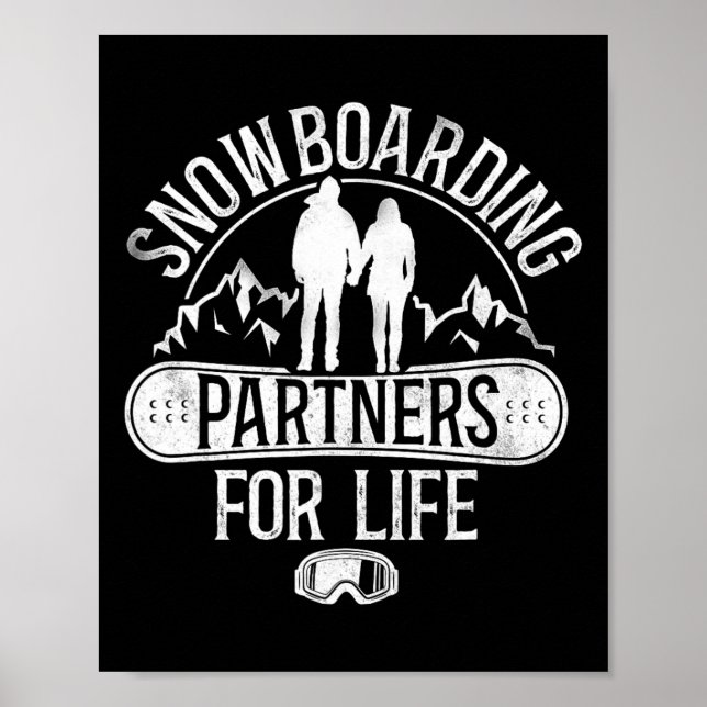 Snowboarding Snowboard Vintage Giftermål Poster (Framsidan)