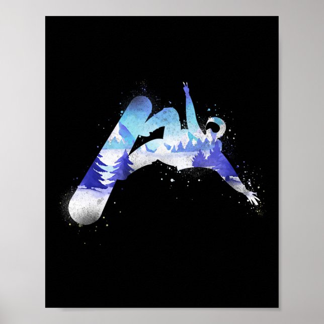 Snowboarding Snowboard Vintage Mountain Poster (Framsidan)