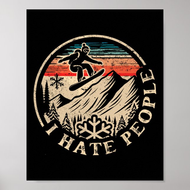 Snowboarding Snowboard Vintage Retro I hatar männi Poster (Framsidan)