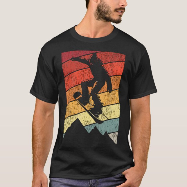 Snowboarding Snowboard Vintage Retro Mountain 1 T Shirt (Framsida)