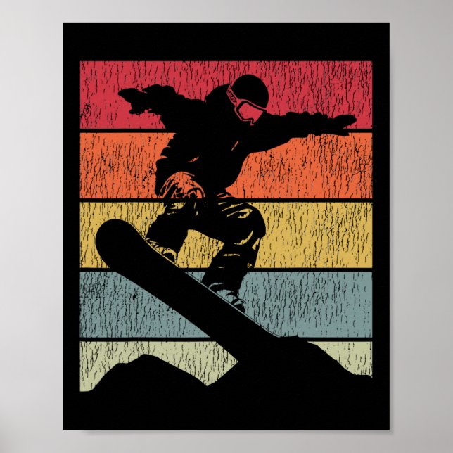 Snowboarding Snowboard Vintage Retro Mountain 2 Poster (Framsidan)