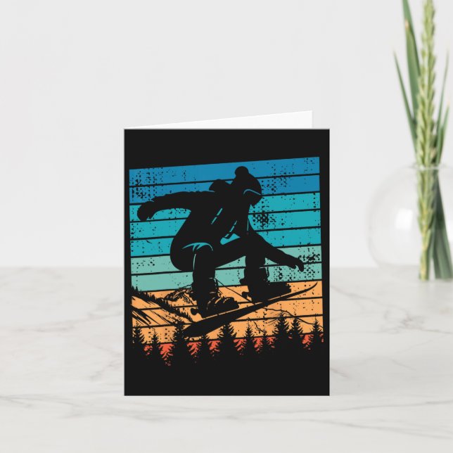 Snowboarding Snowboard Vintage Retro Mountain Kort (Framsida)