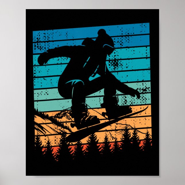 Snowboarding Snowboard Vintage Retro Mountain Poster (Framsidan)