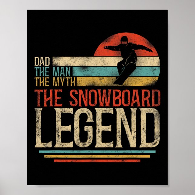 Snowboarding Snowboard Vintage Retro Pappa Poster (Framsidan)