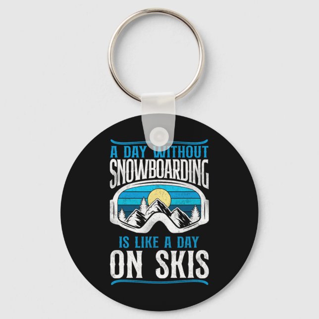 Snowboarding Snowboard Vintage Retro Ski Skiing Go Nyckelring (Framsida)