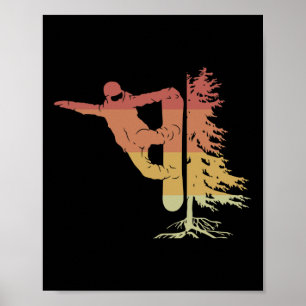 Snowboarding Snowboarder med Träd av Piste Poster