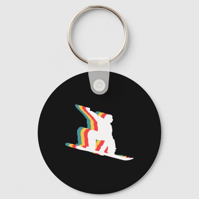 Snowboarding Snowboarder Retro Nyckelring (Framsida)