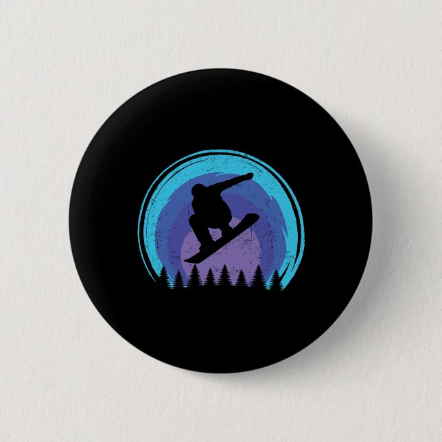 Snowboarding Snowboarder Silhouette Grun Knapp (Framsida)