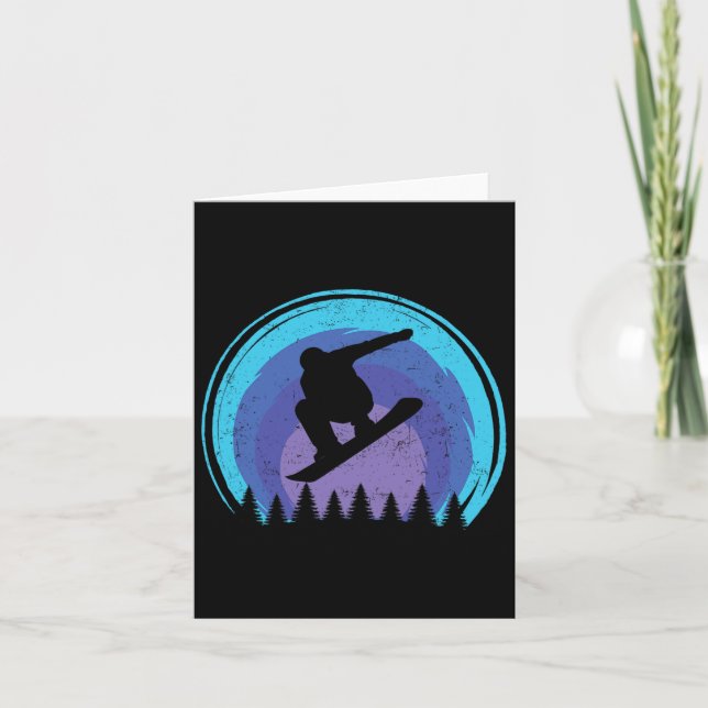 Snowboarding Snowboarder Silhouette Grun Kort (Framsida)