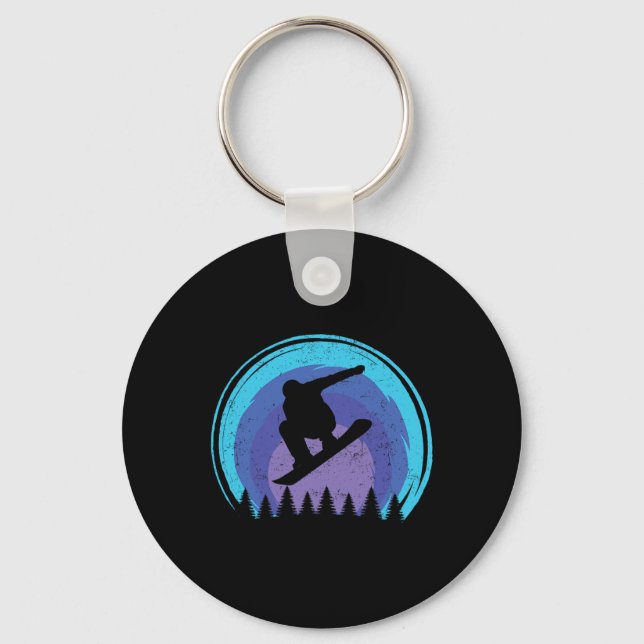 Snowboarding Snowboarder Silhouette Grun Nyckelring (Framsida)
