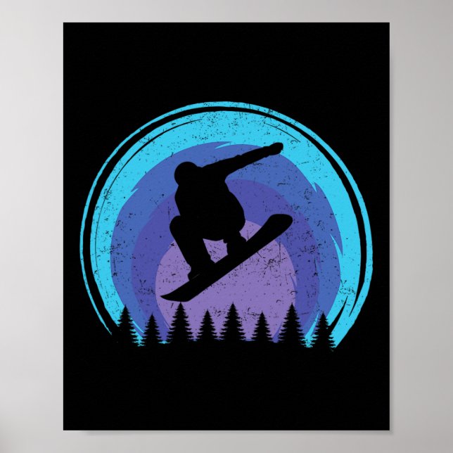 Snowboarding Snowboarder Silhouette Grun Poster (Framsidan)