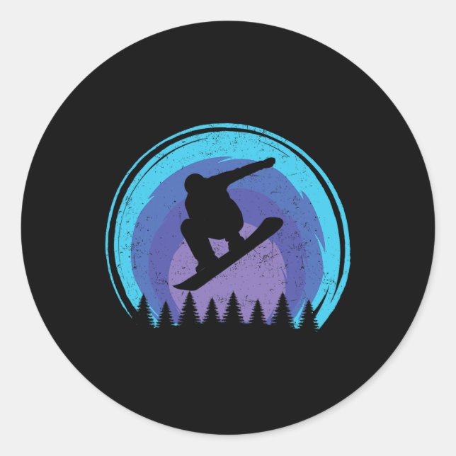 Snowboarding Snowboarder Silhouette Grun Runt Klistermärke (Framsida)