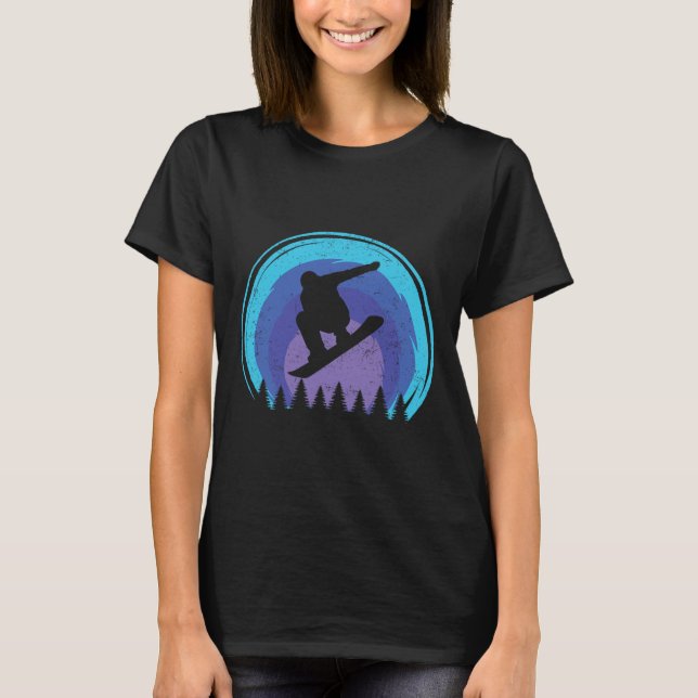 Snowboarding Snowboarder Silhouette Grun T Shirt (Framsida)