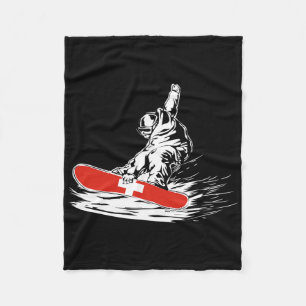 Snowboarding Snowboarder Swiss Flagga Winter Sport Fleecefilt