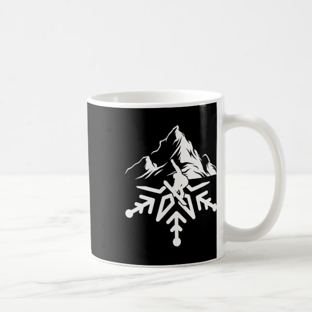 Snowboarding Snowflake Vintage Retro Kaffemugg (Höger)