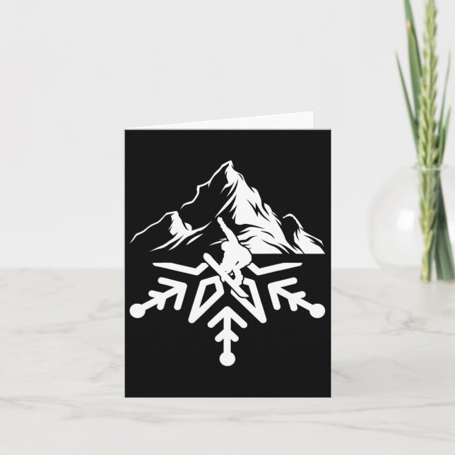 Snowboarding Snowflake Vintage Retro Kort (Framsida)