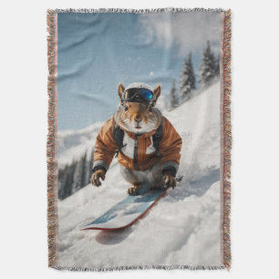 Snowboarding Squirrel Wintertime Whimsical Animal Filt