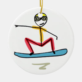 Snowboarding Stickman Julgransprydnad Keramik