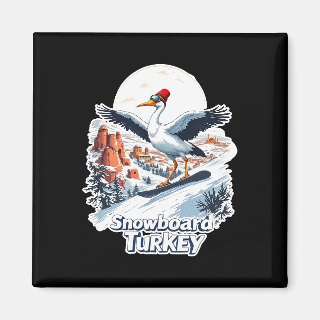 Snowboarding Stork i turkiska vinterscen Magnet (Framsidan)