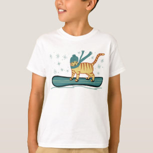 Snowboarding Tabby katt Cute T Shirt