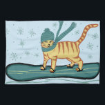 Snowboarding Tabby katt Kökshandduk<br><div class="desc">KONTROLLERA MEOWT! Dansa ditt kök med den här roliga katthandduken. Gör en underbar husuppvärmning eller födelsedagspresent till den där kattälskaren i ditt liv! Eller snowboardern! Anpassa den med din egen text om du vill. Kolla min butik för att få mer matchande saker som mugg och klistermärken!</div>