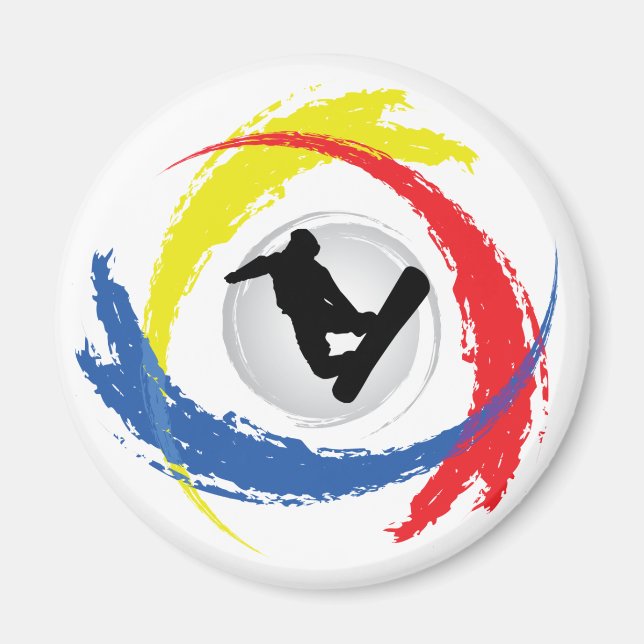 Snowboarding Tricolor Emblem Magnet (Framsidan)