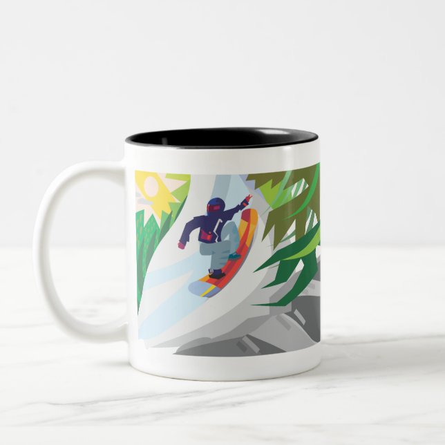 Snowboarding Två-Tonad Mugg (Vänster)