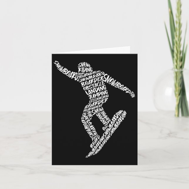 Snowboarding Typography Boys Kids Manar Sn Kort (Framsida)