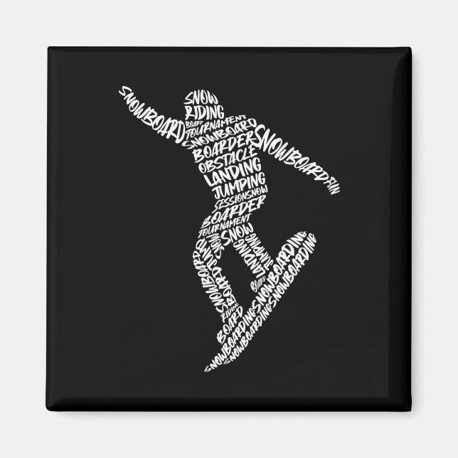 Snowboarding Typography Boys Kids Manar Sn Magnet (Framsidan)