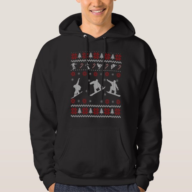 Snowboarding Uggla Julsötare för snöboard Hoodie (Framsida)