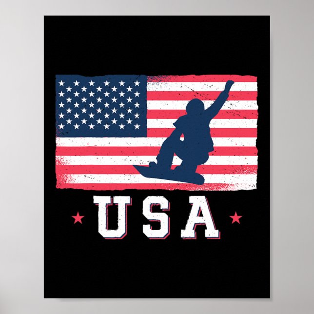 Snowboarding US American Flagga Snowboard Women Ki Poster (Framsidan)