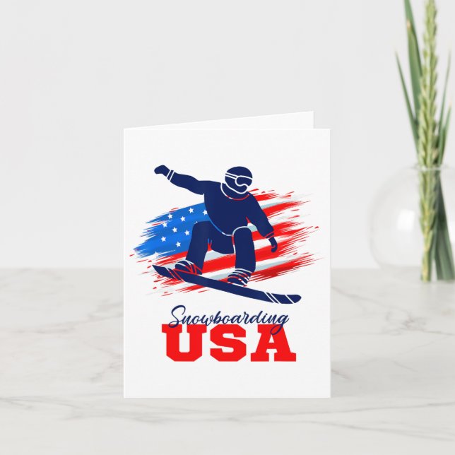 Snowboarding USA Team American Flagga Snowboard Sp Kort (Framsida)
