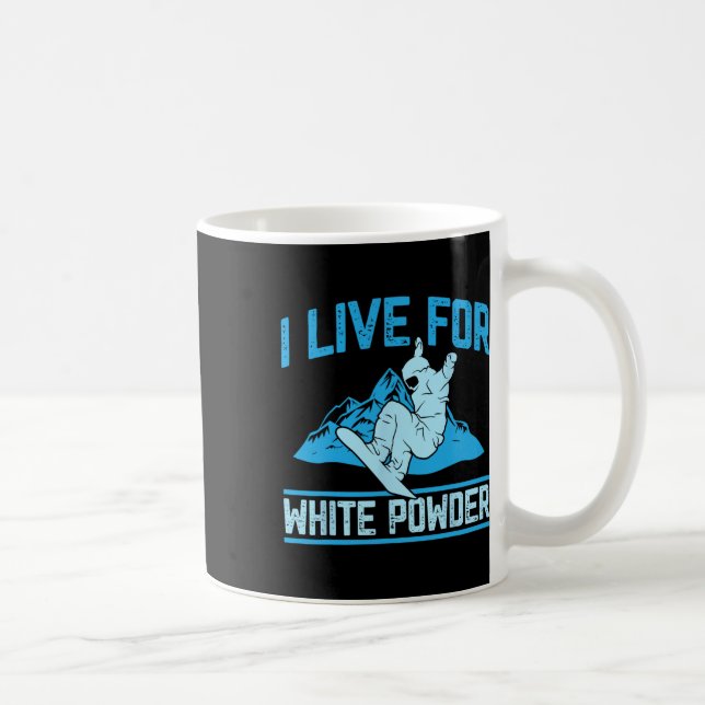 Snowboarding-utrustning jag bor för vitt pulver Sn Kaffemugg (Höger)
