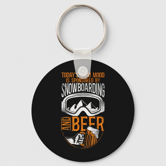 Snowboarding Vintage Beer Nyckelring (Framsida)