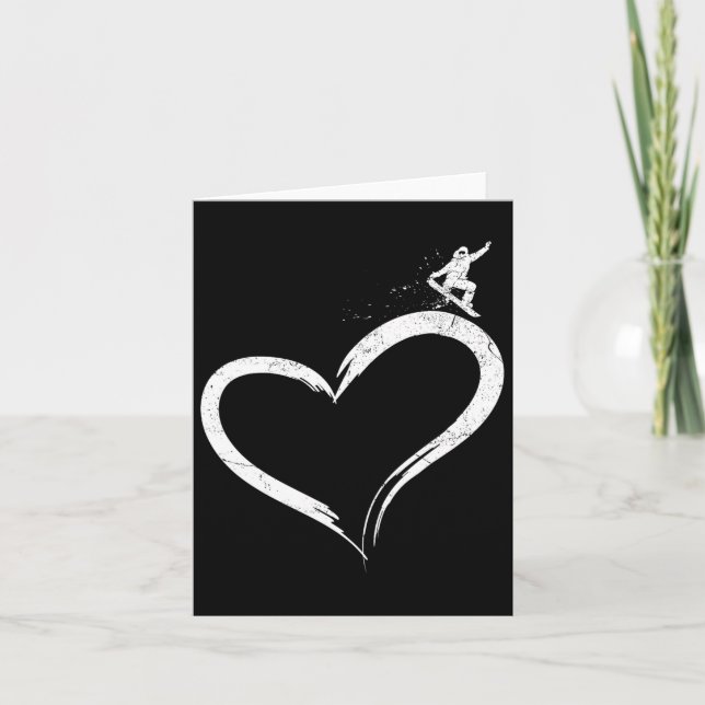 Snowboarding Vintage Heart Kort (Framsida)