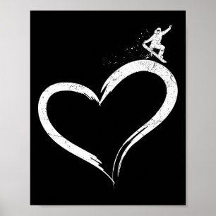 Snowboarding Vintage Heart Poster