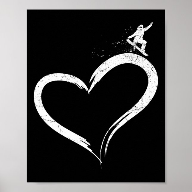 Snowboarding Vintage Heart Poster (Framsidan)