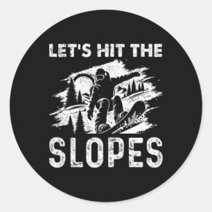 Snowboarding-Vintagen Låt oss Slå Slope Runt Klistermärke