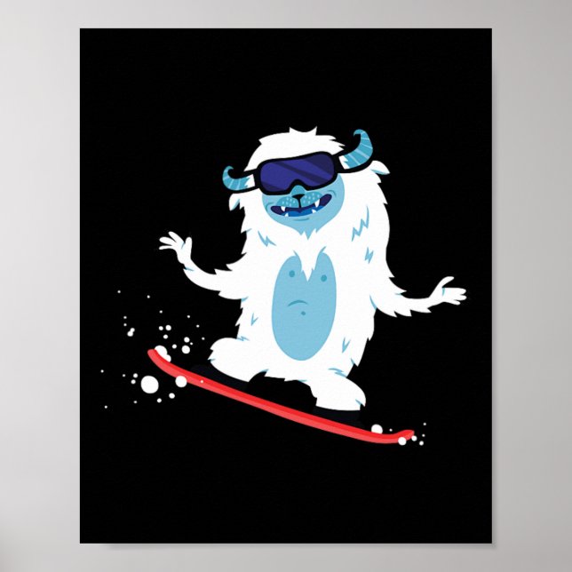 Snowboarding Yeti Bigfoot Gift för Sasquatch Monst Poster (Framsidan)