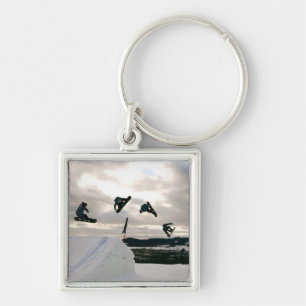 Snowboardingen lurar Keychain Fyrkantig Silverfärgad Nyckelring