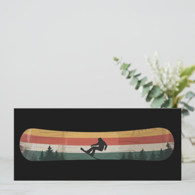 Snowboardist Retro Vintersportpresent Inbjudningar (Stående Fram)